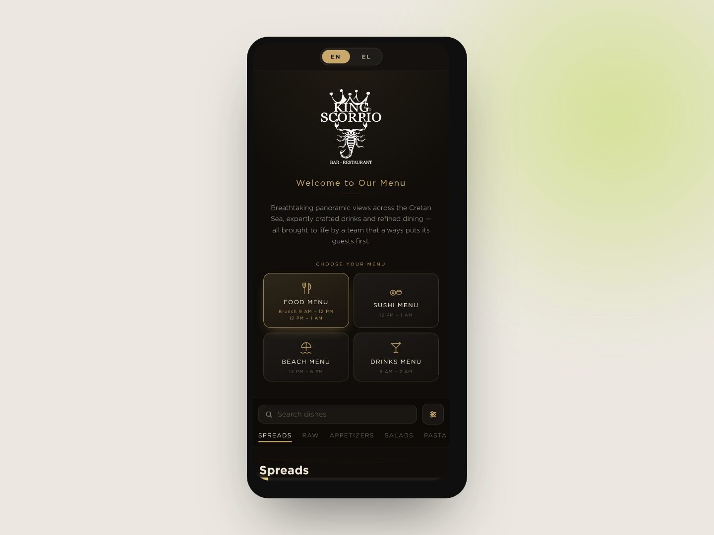 King Scorpio QR Menu — Gallery 2