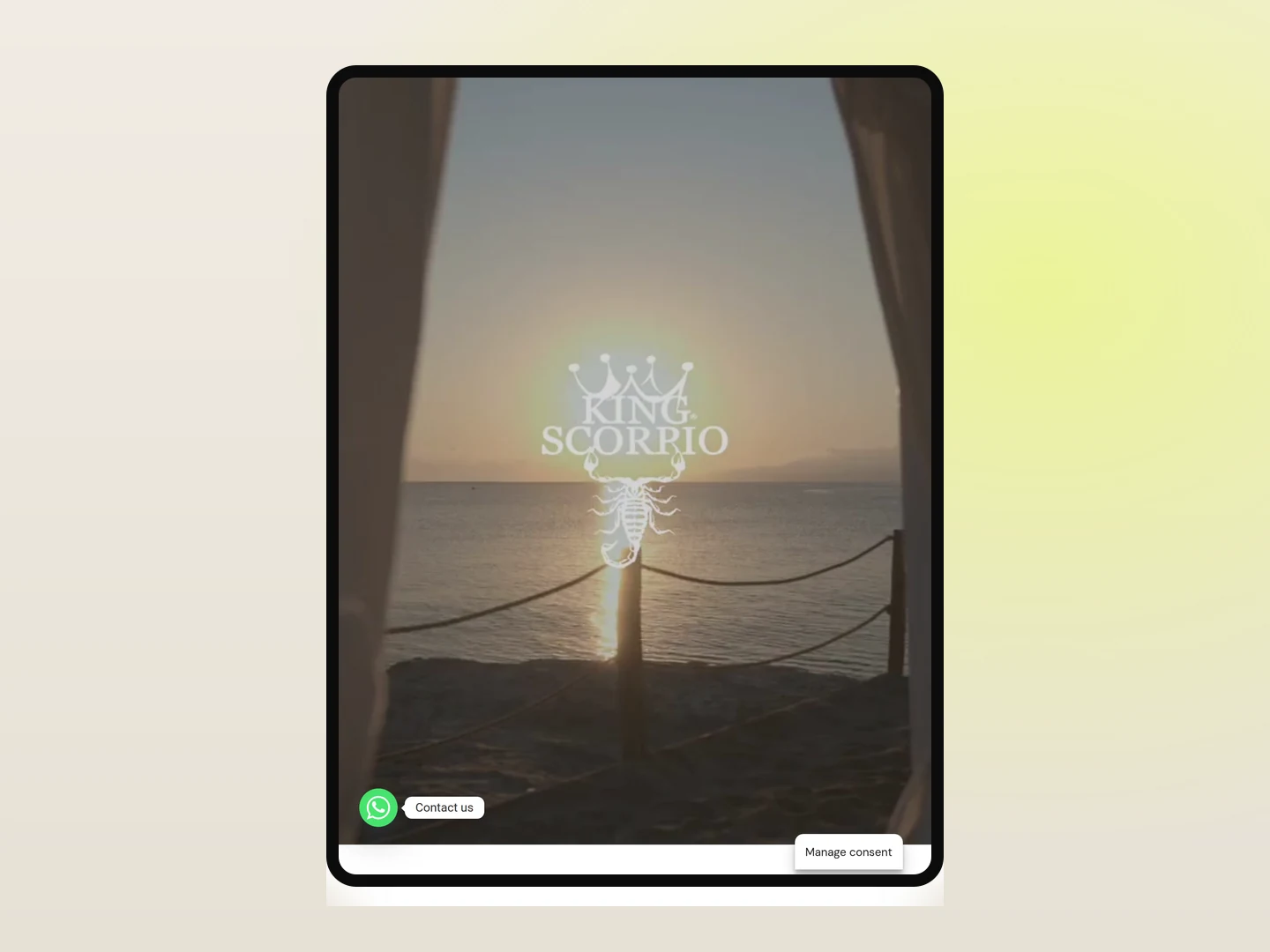 King Scorpio Beach Club — tablet